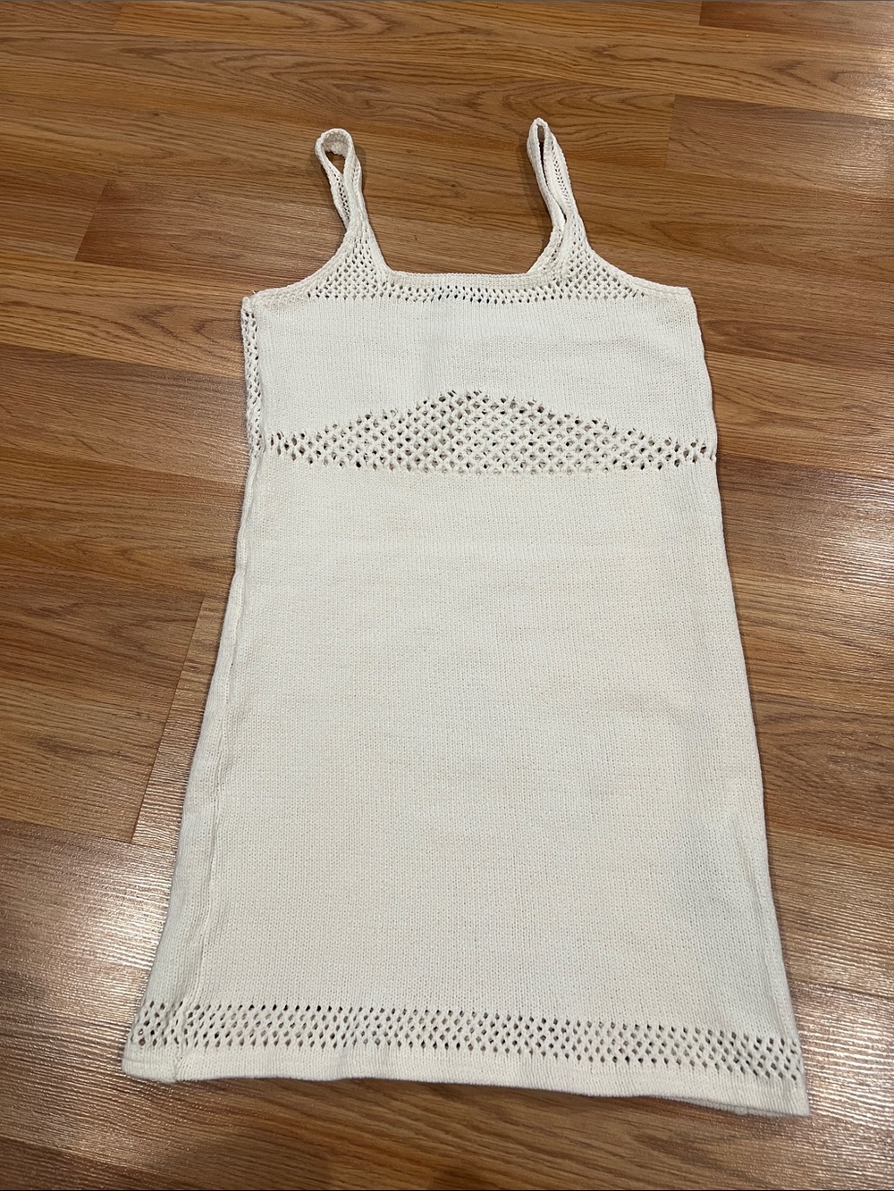 Zara White Knit Spaghetti-Strap Tank Dress